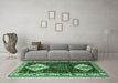 Machine Washable Persian Emerald Green Traditional Area Rugs in a Living Room,, wshtr2957emgrn