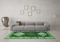 Machine Washable Persian Emerald Green Traditional Rug, wshtr2957emgrn