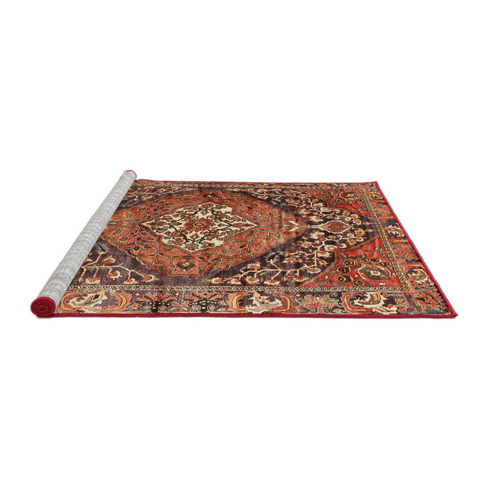 Sideview of Machine Washable Traditional Tomato Red Rug, wshtr2958