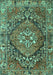 Machine Washable Persian Turquoise Traditional Area Rugs, wshtr2958turq