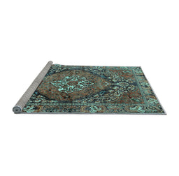 Sideview of Machine Washable Persian Light Blue Traditional Rug, wshtr2958lblu