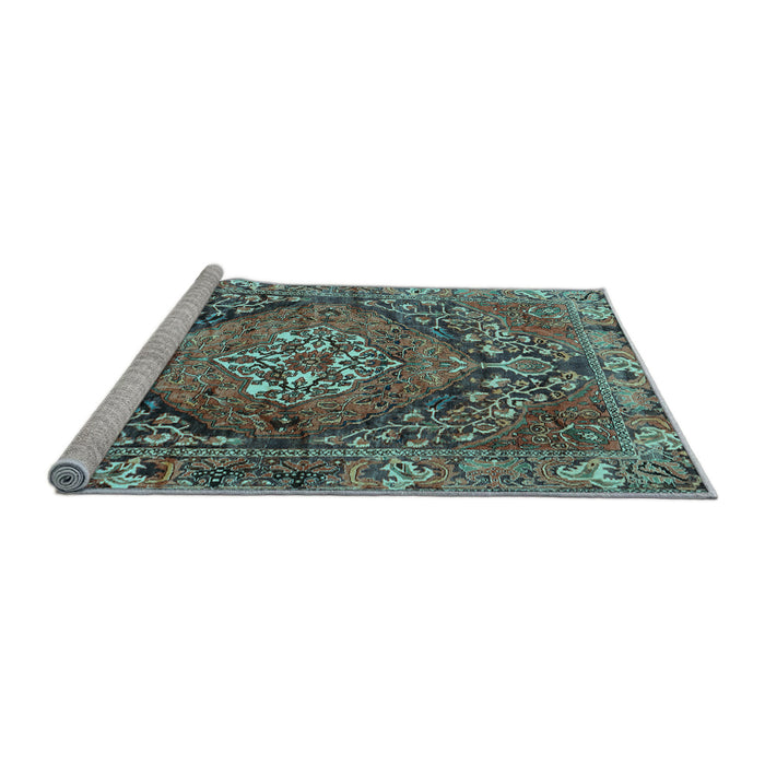 Sideview of Machine Washable Persian Light Blue Traditional Rug, wshtr2958lblu