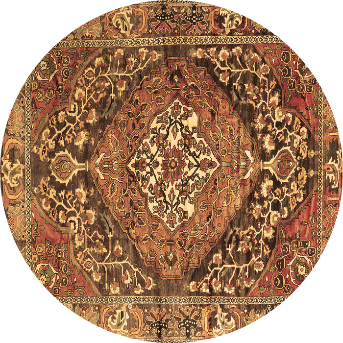 Round Machine Washable Persian Brown Traditional Rug, wshtr2958brn