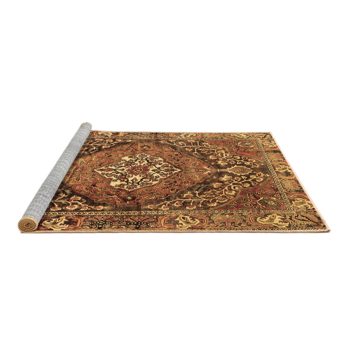 Sideview of Machine Washable Persian Brown Traditional Rug, wshtr2958brn