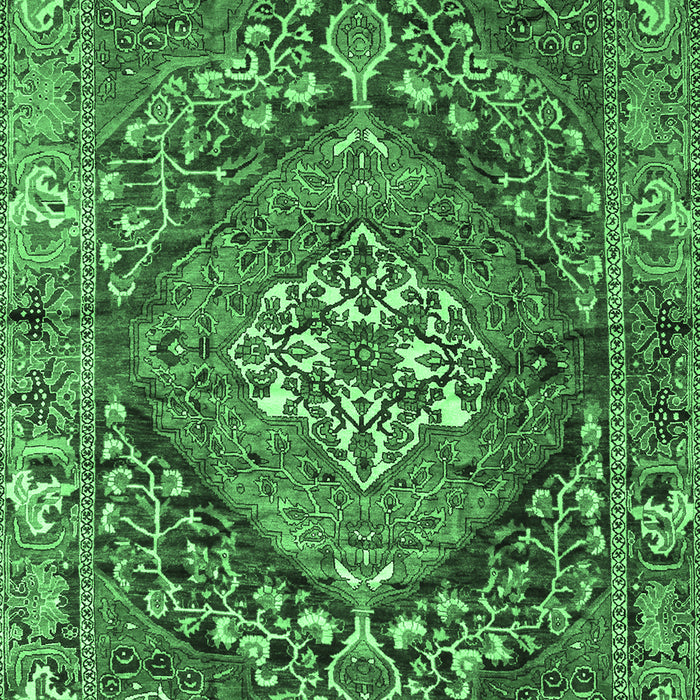 Machine Washable Persian Emerald Green Traditional Area Rugs, wshtr2958emgrn