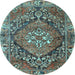Round Persian Light Blue Traditional Rug, tr2958lblu