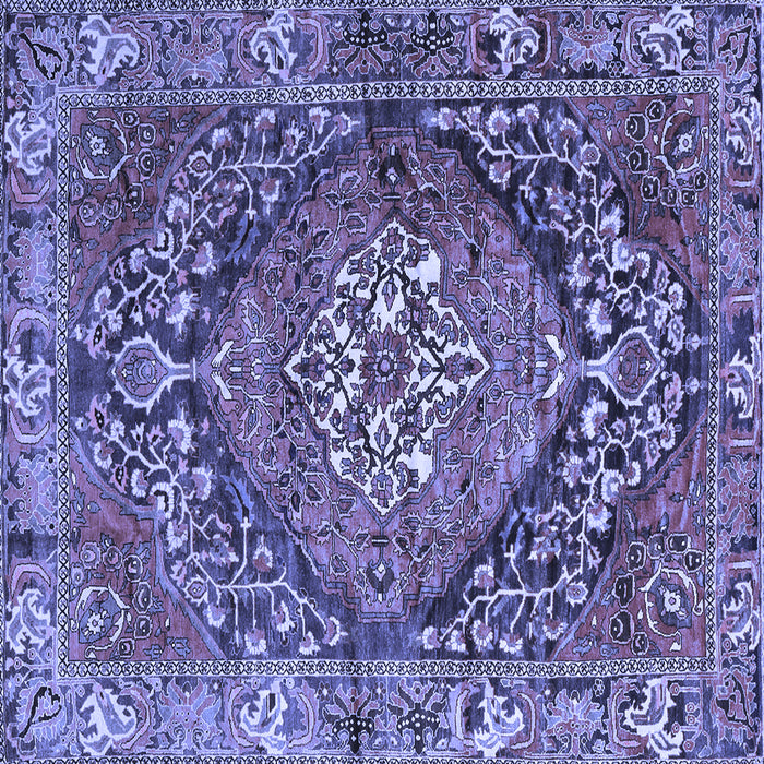Square Machine Washable Persian Blue Traditional Rug, wshtr2958blu