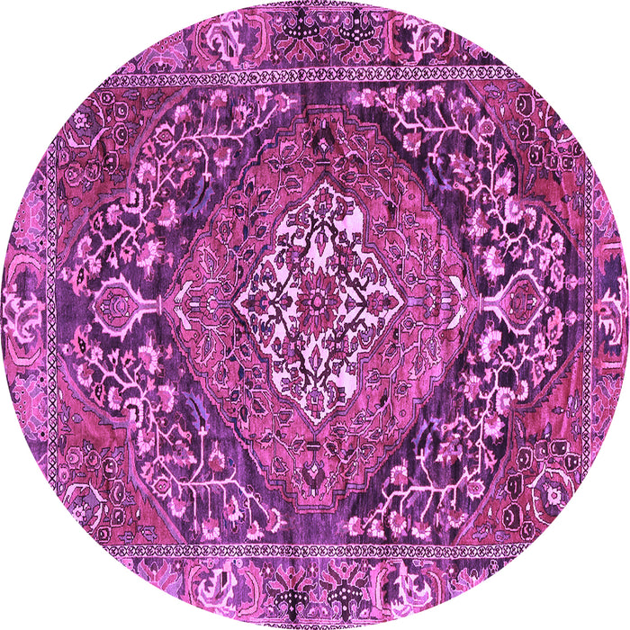 Round Machine Washable Persian Purple Traditional Area Rugs, wshtr2958pur