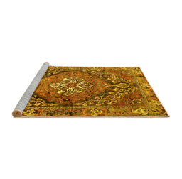 Sideview of Machine Washable Persian Yellow Traditional Rug, wshtr2958yw
