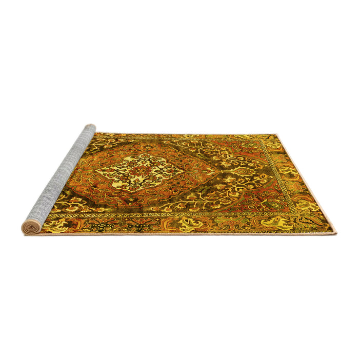 Sideview of Machine Washable Persian Yellow Traditional Rug, wshtr2958yw