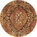 Round Persian Brown Traditional Rug, tr2958brn
