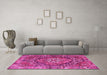 Machine Washable Persian Pink Traditional Rug in a Living Room, wshtr2958pnk