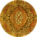 Round Persian Yellow Traditional Rug, tr2958yw