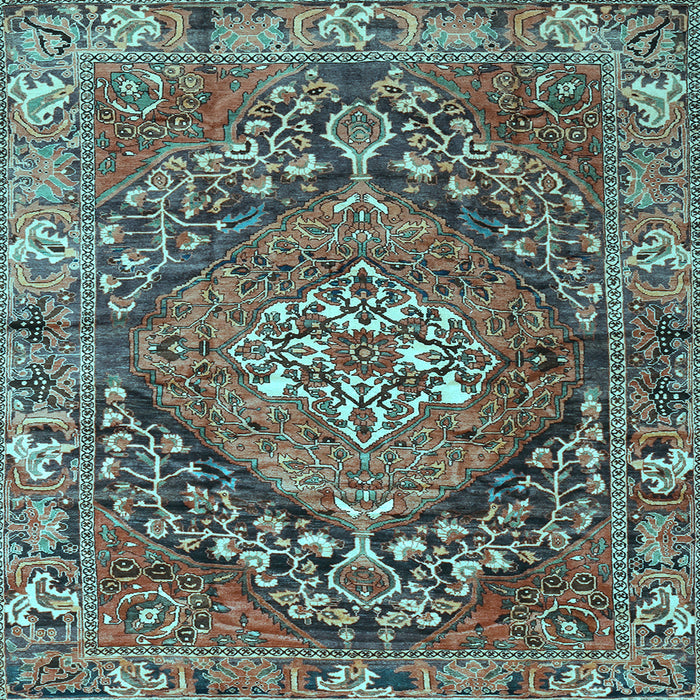 Square Machine Washable Persian Light Blue Traditional Rug, wshtr2958lblu