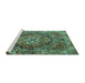 Sideview of Machine Washable Persian Turquoise Traditional Area Rugs, wshtr2958turq