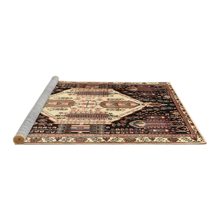 Sideview of Machine Washable Traditional Bakers Brown Rug, wshtr2959