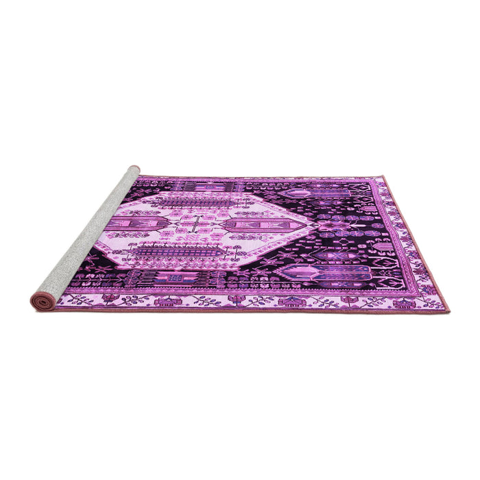 Sideview of Machine Washable Persian Purple Traditional Area Rugs, wshtr2959pur