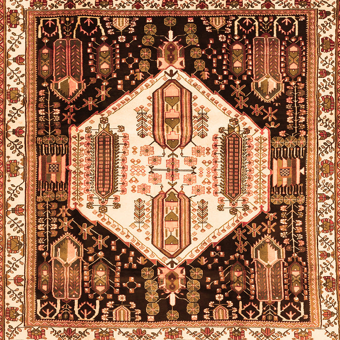 Round Machine Washable Persian Orange Traditional Area Rugs, wshtr2959org