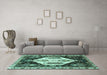 Machine Washable Persian Turquoise Traditional Area Rugs in a Living Room,, wshtr2959turq