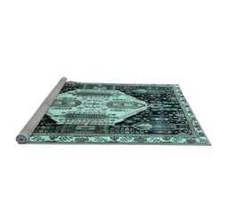 Sideview of Machine Washable Persian Light Blue Traditional Rug, wshtr2959lblu