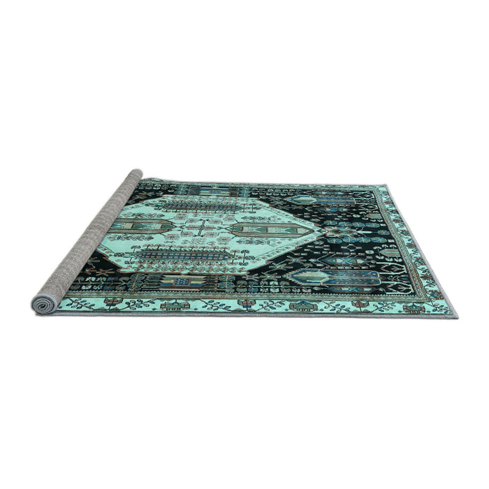 Sideview of Machine Washable Persian Light Blue Traditional Rug, wshtr2959lblu