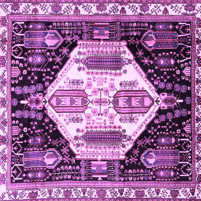 Square Machine Washable Persian Purple Traditional Area Rugs, wshtr2959pur