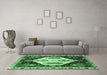 Machine Washable Persian Emerald Green Traditional Area Rugs in a Living Room,, wshtr2959emgrn