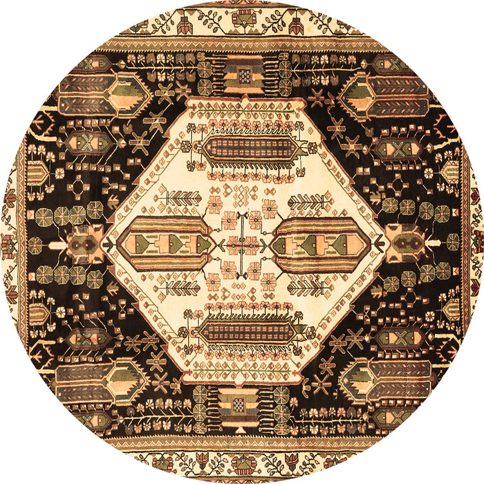 Round Persian Brown Traditional Rug, tr2959brn