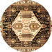 Round Persian Brown Traditional Rug, tr2959brn