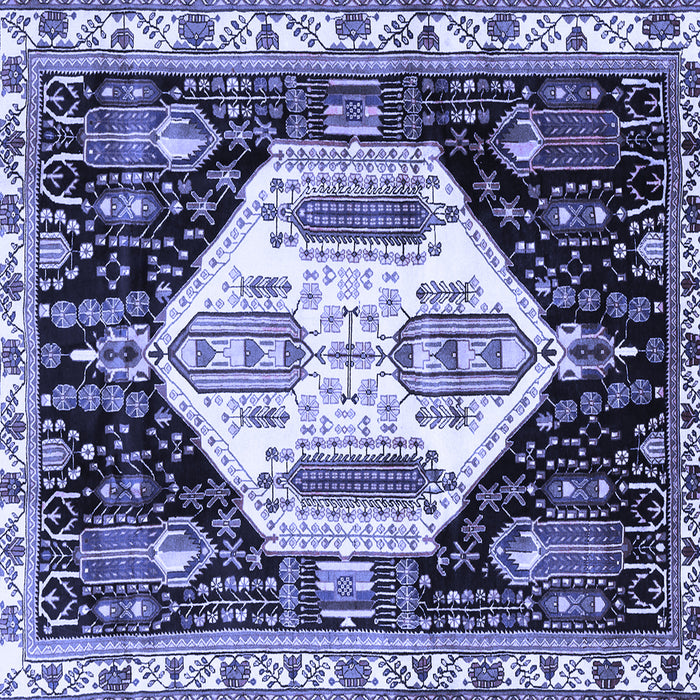 Square Machine Washable Persian Blue Traditional Rug, wshtr2959blu