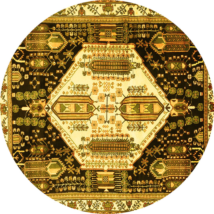 Round Persian Yellow Traditional Rug, tr2959yw