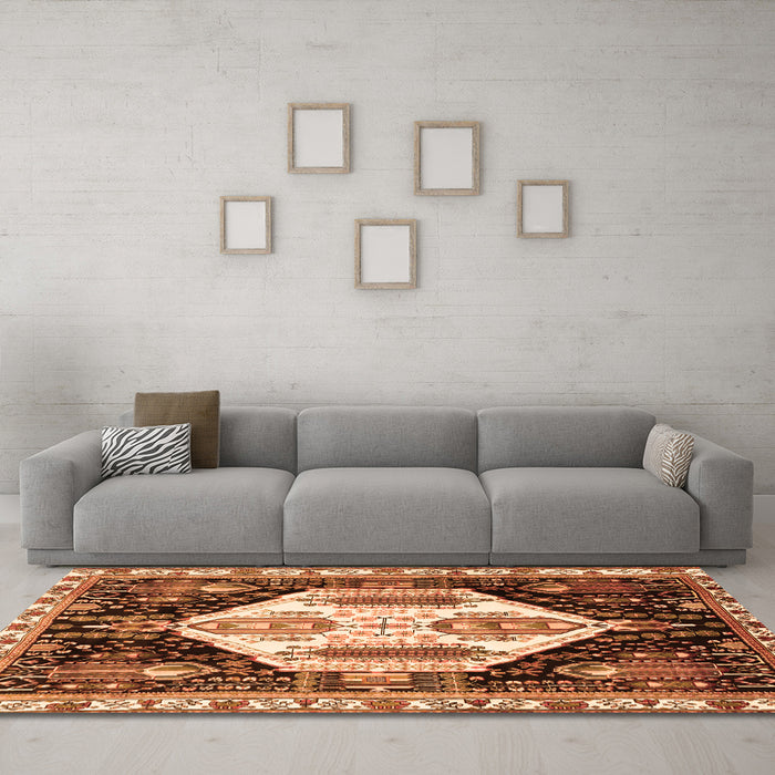 Machine Washable Persian Orange Traditional Area Rugs in a Living Room, wshtr2959org