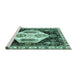 Sideview of Machine Washable Persian Turquoise Traditional Area Rugs, wshtr2959turq