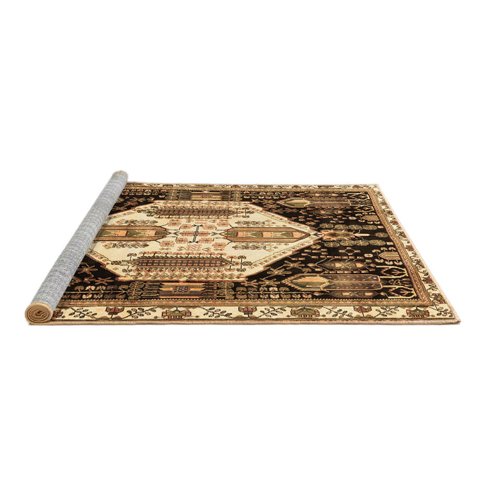 Sideview of Machine Washable Persian Brown Traditional Rug, wshtr2959brn
