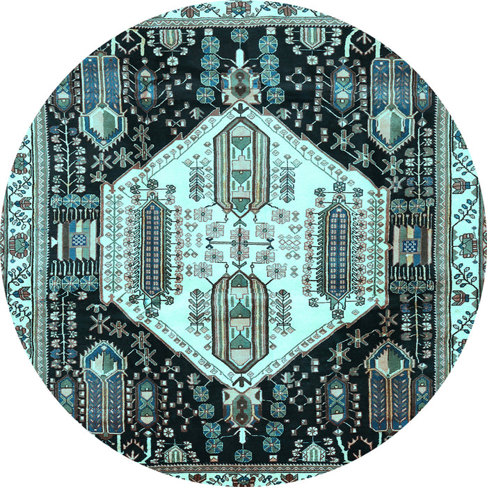 Round Machine Washable Persian Light Blue Traditional Rug, wshtr2959lblu