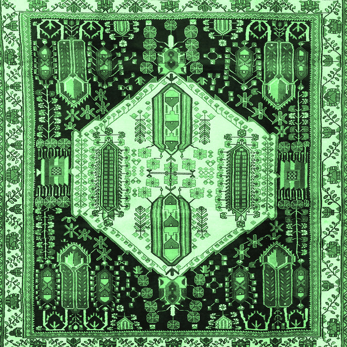 Square Persian Emerald Green Traditional Rug, tr2959emgrn
