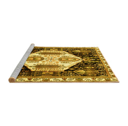 Sideview of Machine Washable Persian Yellow Traditional Rug, wshtr2959yw
