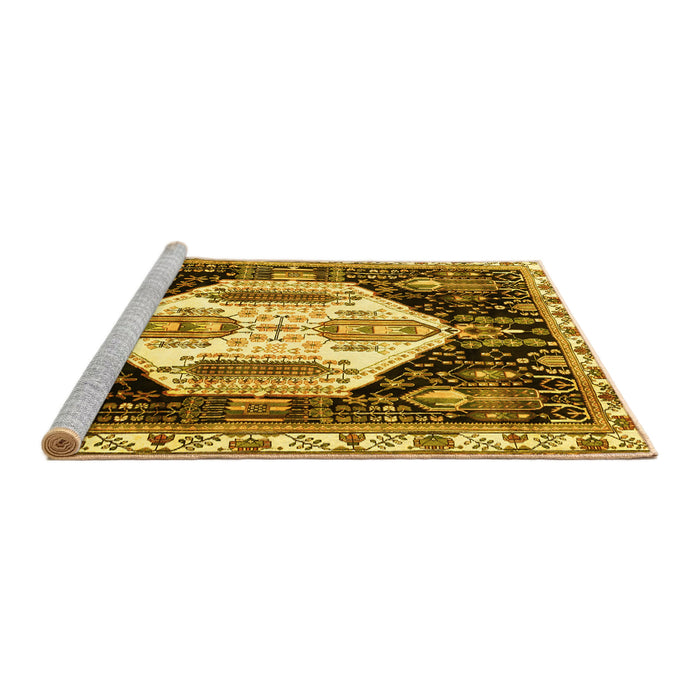 Sideview of Machine Washable Persian Yellow Traditional Rug, wshtr2959yw