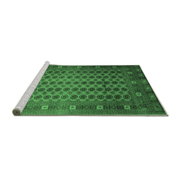 Sideview of Machine Washable Southwestern Emerald Green Country Area Rugs, wshtr295emgrn
