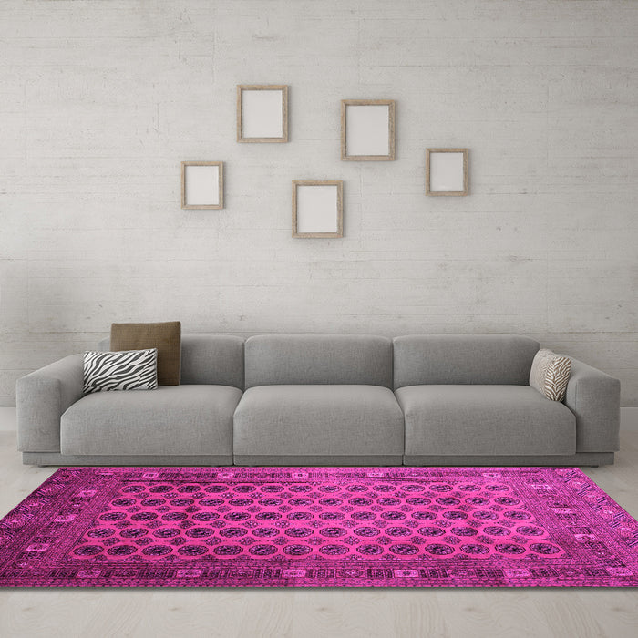 Machine Washable Southwestern Pink Country Rug in a Living Room, wshtr295pnk