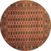 Round Southwestern Brown Country Rug, tr295brn