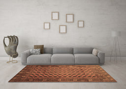 Machine Washable Southwestern Brown Country Rug in a Living Room,, wshtr295brn