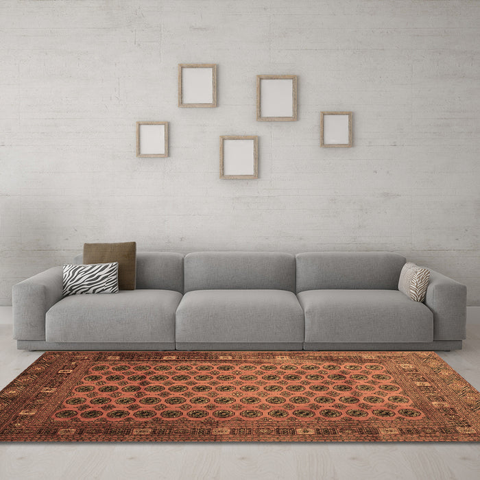 Machine Washable Southwestern Brown Country Rug in a Living Room,, wshtr295brn