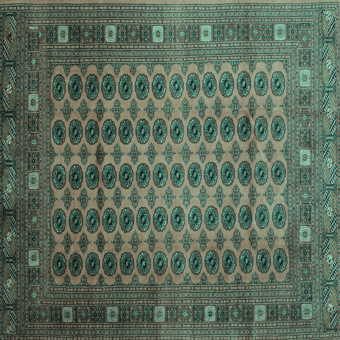 Square Machine Washable Southwestern Turquoise Country Area Rugs, wshtr295turq