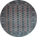 Round Southwestern Light Blue Country Rug, tr295lblu