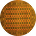 Round Machine Washable Southwestern Yellow Country Rug, wshtr295yw