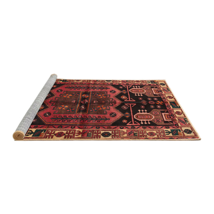 Sideview of Machine Washable Traditional Saffron Red Rug, wshtr296