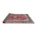 Sideview of Traditional Dark Raspberry Purple Medallion Rug, tr2960