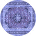 Round Medallion Blue Traditional Rug, tr2960blu