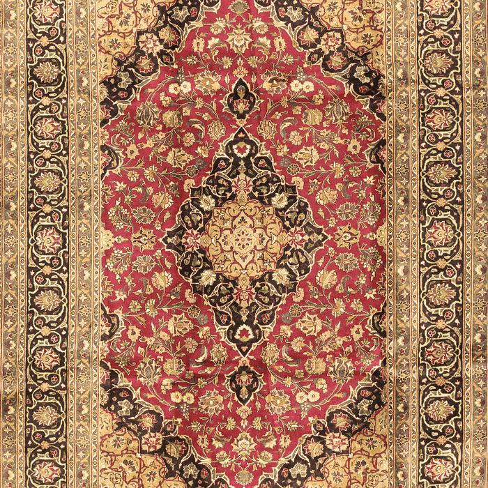 Machine Washable Medallion Brown Traditional Rug, wshtr2960brn